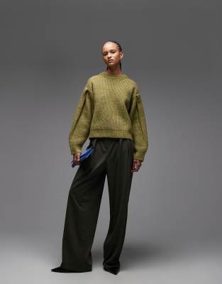 Asos Design Fluffy Knit Crew Neck Sweater In Neutral