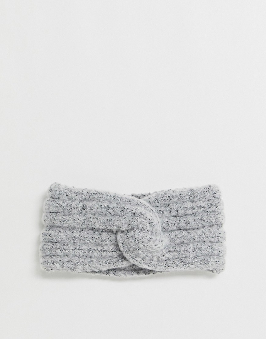 ASOS DESIGN fluffy knit headband-Grey