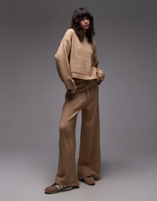 Asos Design Fluffy Knit Oversized Hoodie In Brown