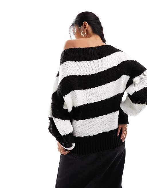 ASOS Design Oversized Fluffy Stripe Sweater