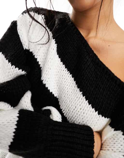 ASOS Design Oversized Fluffy Stripe Sweater