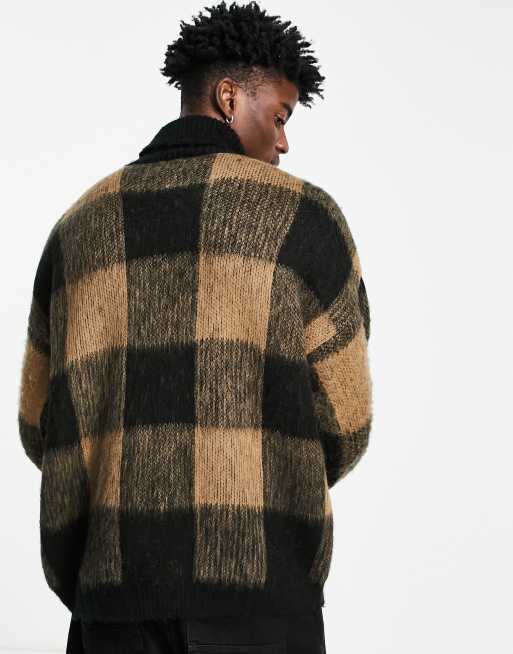 Plaid mock neck outlet sweater