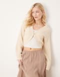 [ASOS DESIGN] ASOS DESIGN fluffy knit shrug top-Pink S Pink