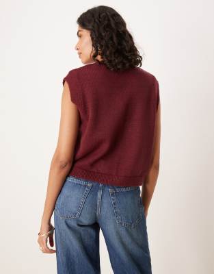 Asos Design Fluffy Knit Tank Top With Resin Beads In Red