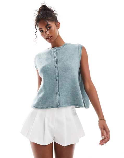 ASOS DESIGN fluffy knit vest in light blue - view 1