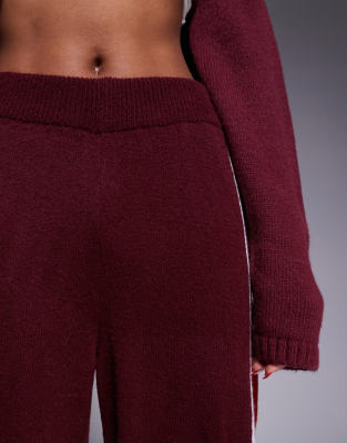 Asos Design Fluffy Knit Wide Leg Pants In Red