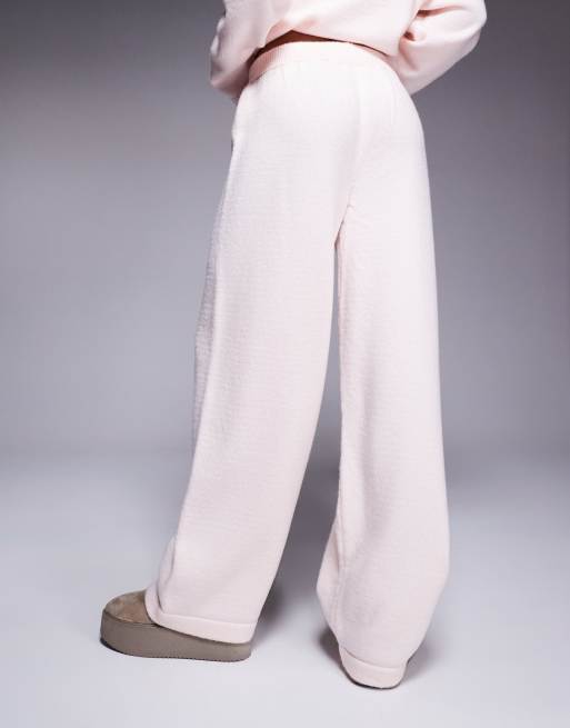 ASOS DESIGN fluffy knit wide leg pants in soft pink - part of a set, 2 of 5
