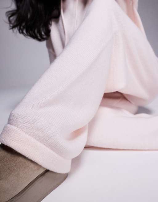 ASOS DESIGN fluffy knit wide leg pants in soft pink - part of a set, 5 of 5