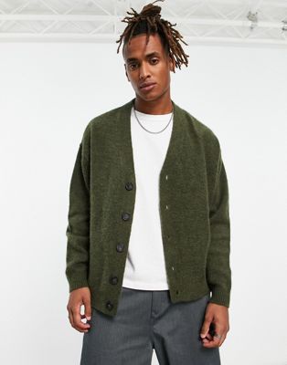 ASOS DESIGN fluffy knitted cardigan in olive | ASOS