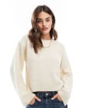 [ASOS DESIGN] ASOS DESIGN fluffy knitted dropped shoulder jumper in cream-White L Cream