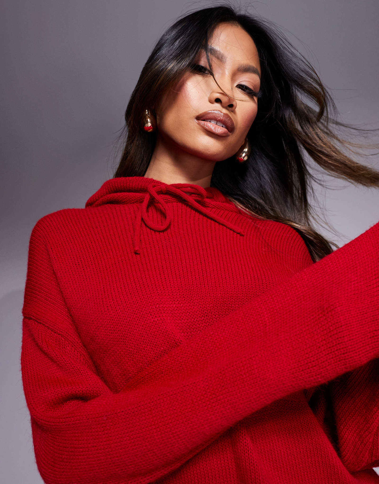 Пушистая вязаная толстовка ASOS DESIGN красного цвета - часть комплекта