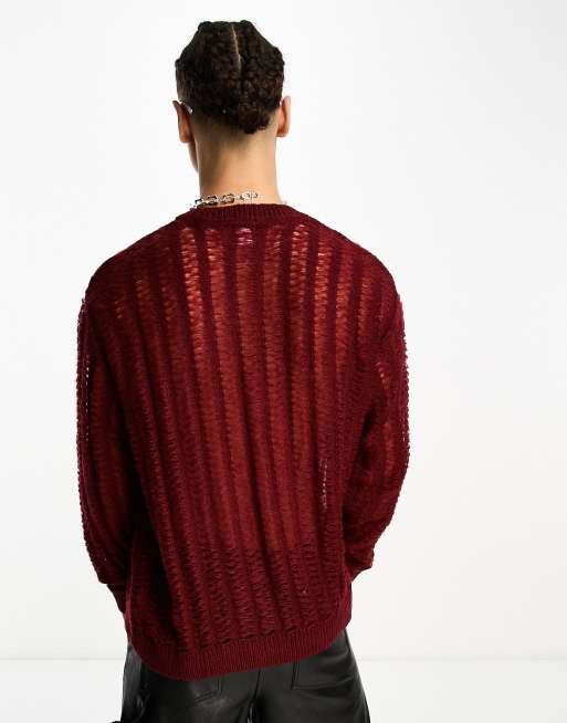 Burgundy fluffy jumper sale