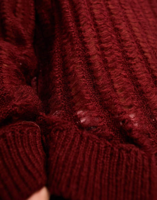 burgundy fluffy jumper