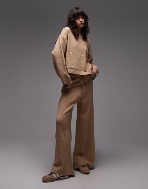 ASOS DESIGN fluffy knitted oversized hoodie and trouser co-ord in red - view 1