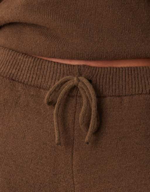 ASOS DESIGN fluffy knitted wide leg pants in chocolate brown (part of a set), 5 of 5