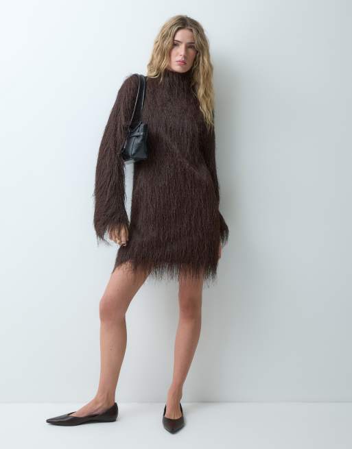 ASOS DESIGN Mix & Match fluffy set in brown, 4 of 6