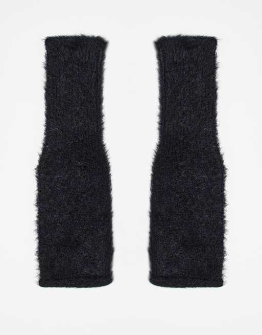 ASOS DESIGN knitted leg warmer in black