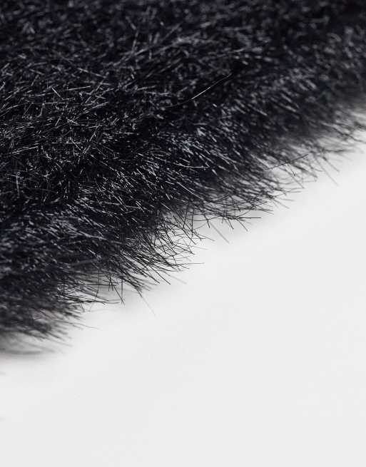 ASOS DESIGN fluffy long sleeve palmwamer in black, 3 of 4