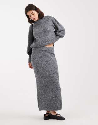 Asos Design Fluffy Maxi Skirt Co-ord In Gray
