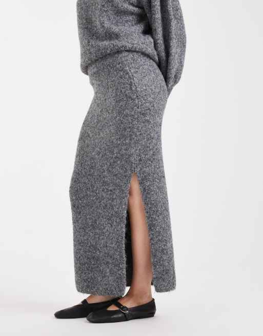 ASOS DESIGN fluffy maxi skirt in charcoal - part of a set, 3 of 6