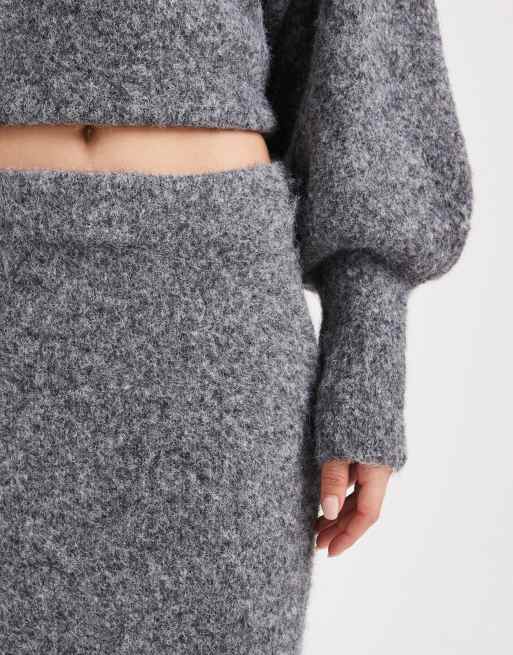 ASOS DESIGN fluffy maxi skirt in charcoal - part of a set, 4 of 6