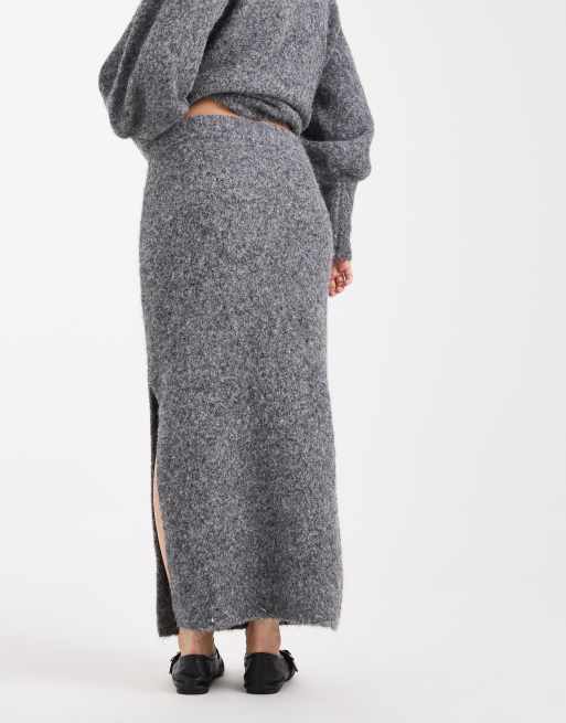 ASOS DESIGN fluffy maxi skirt in charcoal - part of a set, 5 of 6