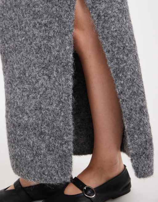 ASOS DESIGN fluffy maxi skirt in charcoal - part of a set, 6 of 6