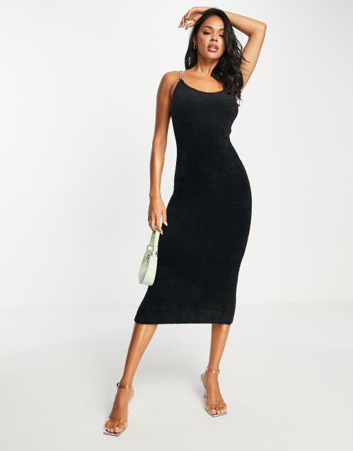 Embellished black sale midi dress