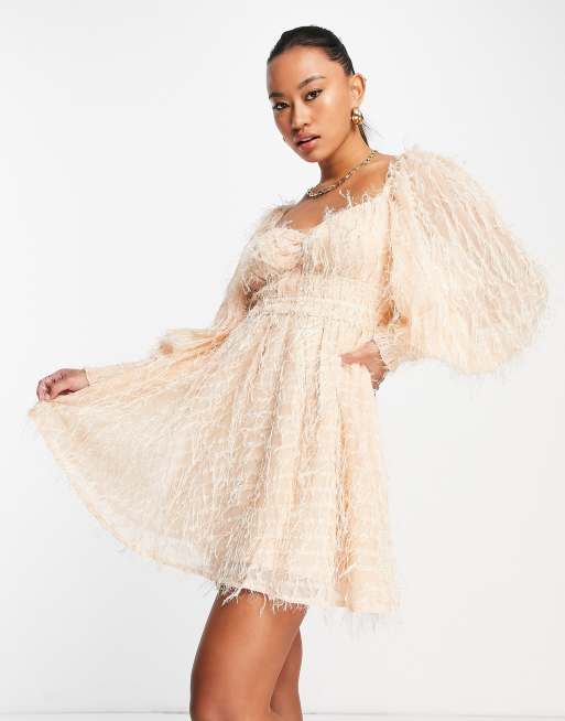 Asos bardot tulle ruched mini sale dress