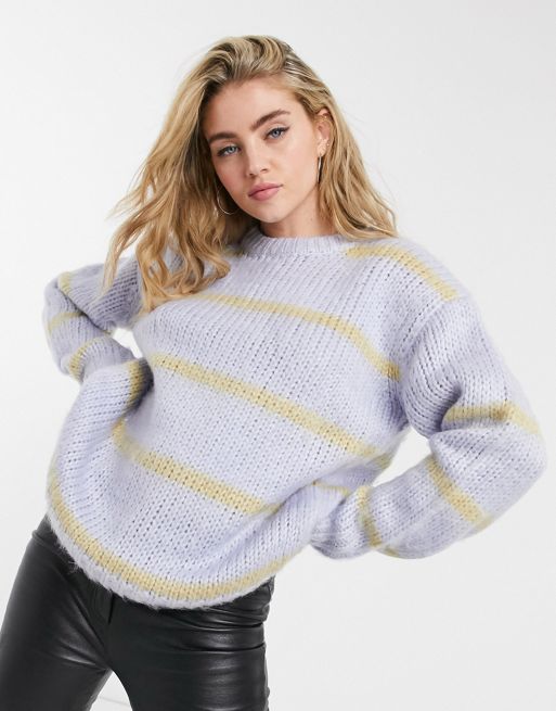 ASOS Design Oversized Fluffy Stripe Sweater