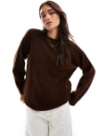 [ASOS DESIGN] ASOS DESIGN fluffy oversized jumper in chocolate brown XS Chocolate Brown