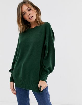 ASOS DESIGN fluffy oversized jumper with volume sleeve in recycled ...