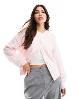 Pink Cat Fluffy Ball Sweater Cardigan - 2 Colors