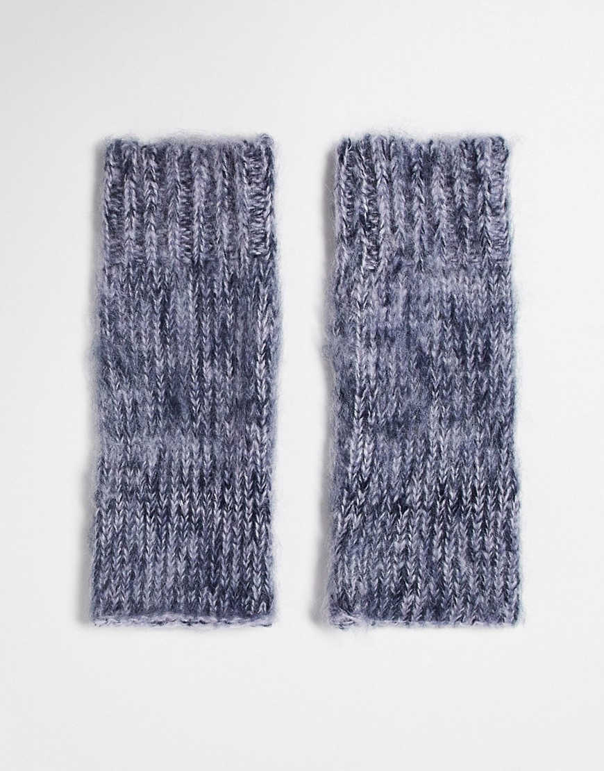 ASOS DESIGN fluffy palm warmers in charcoal gray