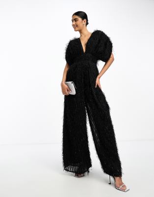 Slim Fit Black Asymmetrical Hollow Out Tulle Tops Jumpsuit Spring YZ046