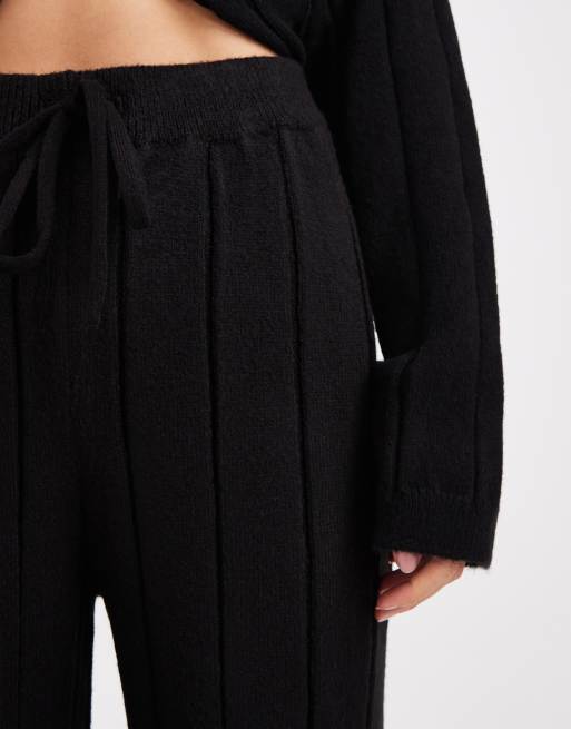 ASOS DESIGN fluffy rib knit pants in black - part of a set, 2 of 5