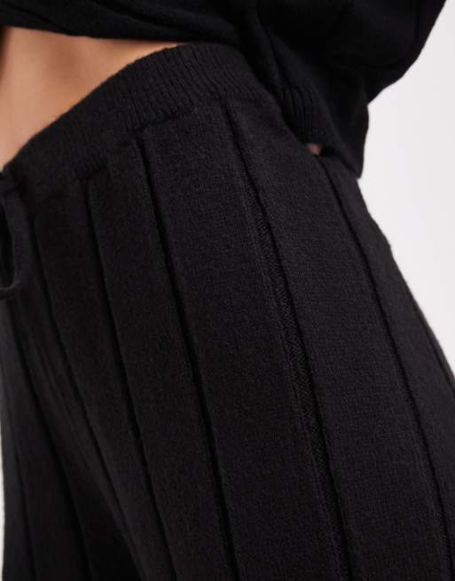 ASOS DESIGN fluffy rib knit pants in black - part of a set, 4 of 5