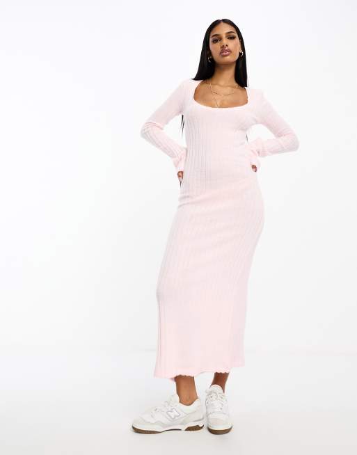 Light pink midi hot sale dress with sleeves