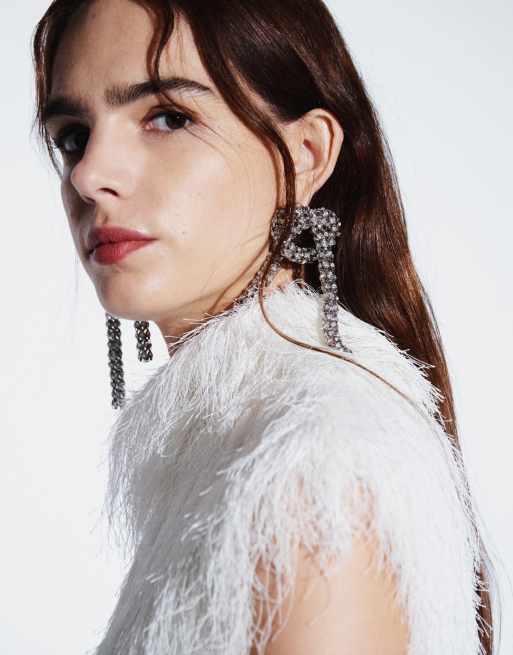 ASOS DESIGN fluffy sleeveless funnel mini dress in ivory, 2 of 4