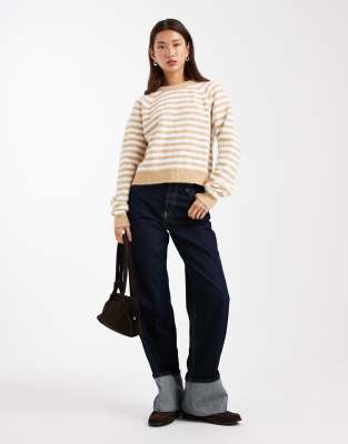 Asos Design Fluffy Sweater In Neutral