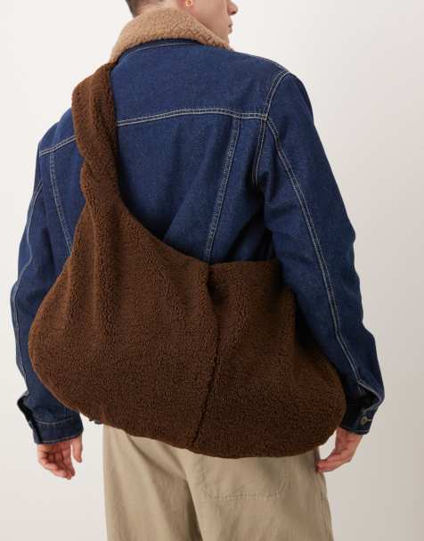 ASOS DESIGN fluffy tote bag in brown - view 1