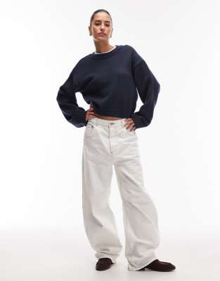 Asos Design Fluffy Wide Sleeve Knit Sweater In Blue