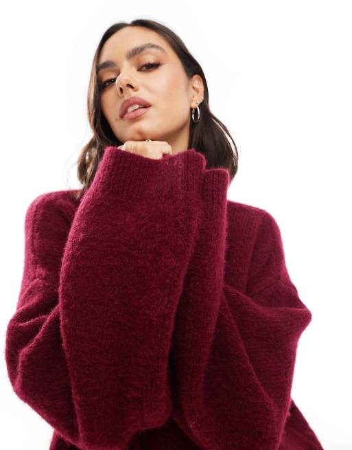 Burgundy fluffy jumper best sale