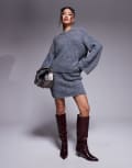 [ASOS DESIGN] ASOS DESIGN fluffy wool look wide sleeve oversized jumper in charcoal (part of a set)-Grey L GREY