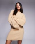 [ASOS DESIGN] ASOS DESIGN fluffy wool look wide sleeve oversized jumper in honey beige (part of a set)-Neutral L Beige