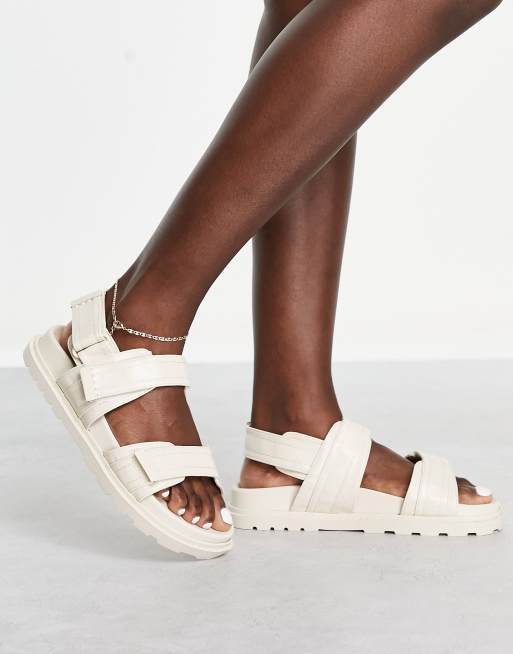 ASOS DESIGN Flume sporty flat sandals in off white, 3 of 4