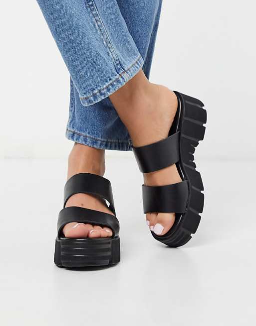 ASOS DESIGN Flurry chunky mules in black | ASOS