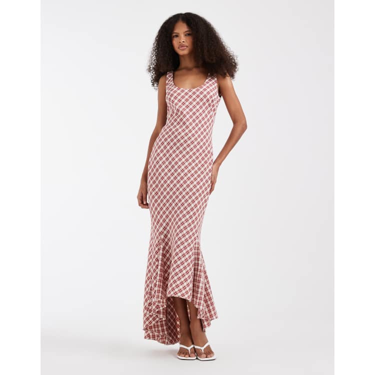 checkered formal dress Cartmel Check Maxi Dress Black | Cream | Black | Cream | Womens main image 1