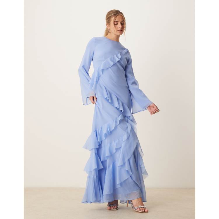 ◆Since Then◆ Diamant ruffle long dress blue Diamant ruffle long dress (blue) – SINCETHEN
