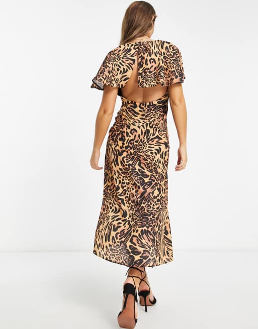 Leopard print clearance midi dress asos